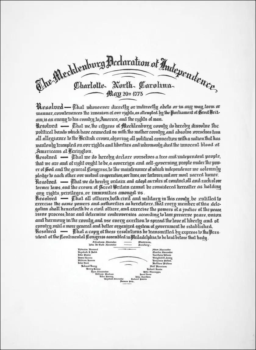 The Mecklenburg Declaration of Independence