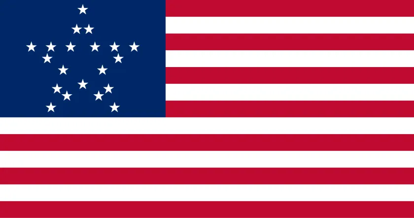 This 20-star, 13-stripe flag was used from July 4, 1818, to July 3, 1819.