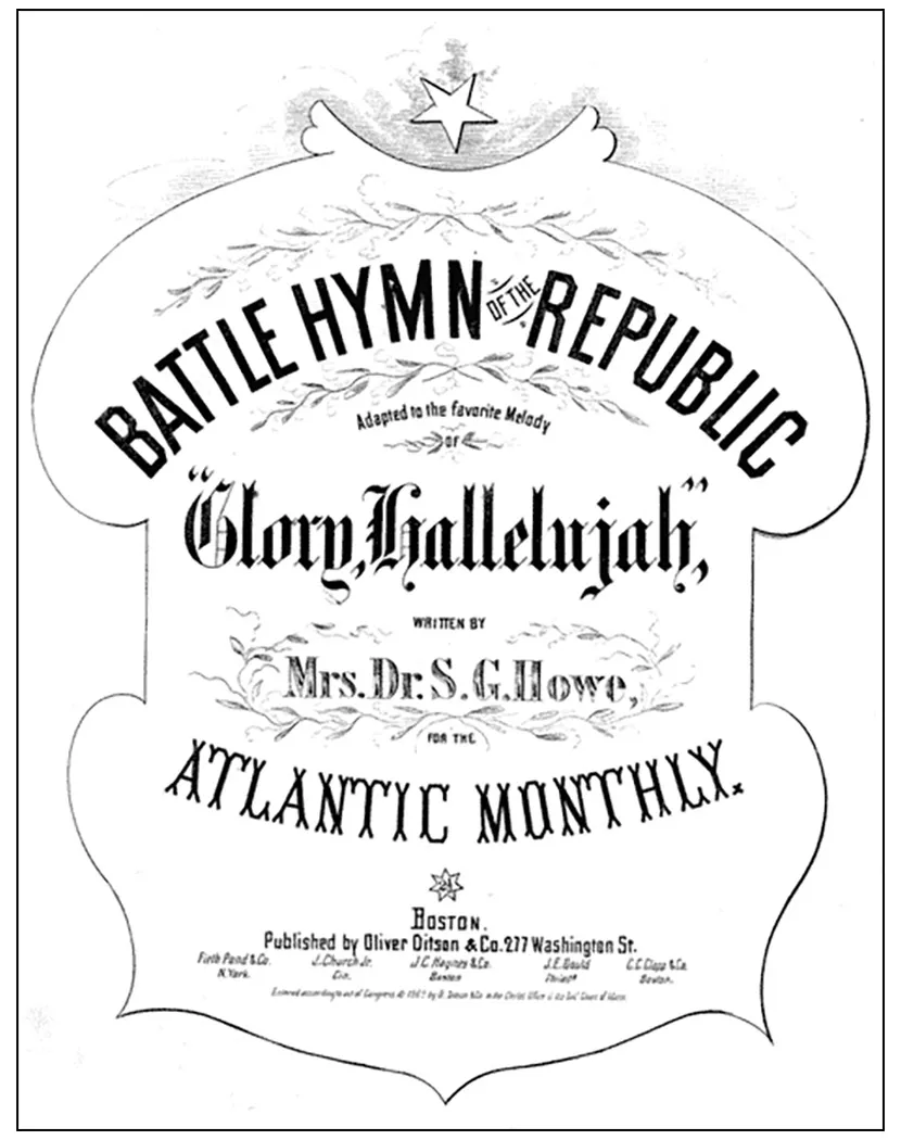 Cover of the 1863 sheet music for the "Battle Hymn of the Republic"