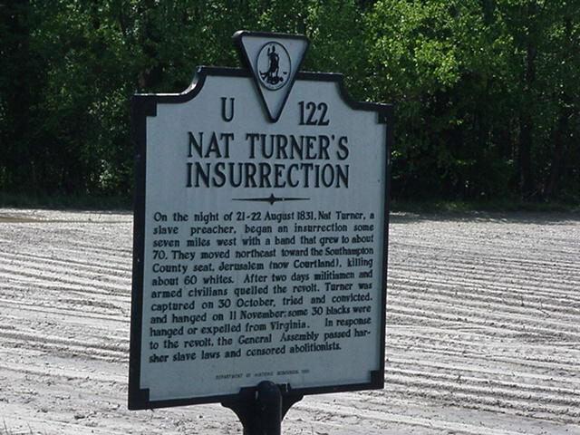 Nat Turner's Insurrection roadside marker (U-122)