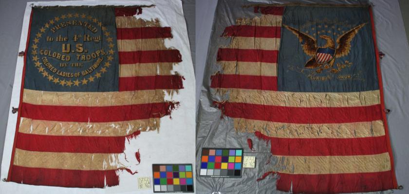 Photographs of the 4th USCT Regimental Colors pre-restoration