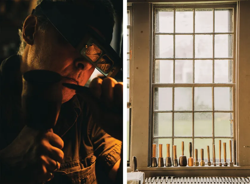 Paul Russo and some mallets and chisels