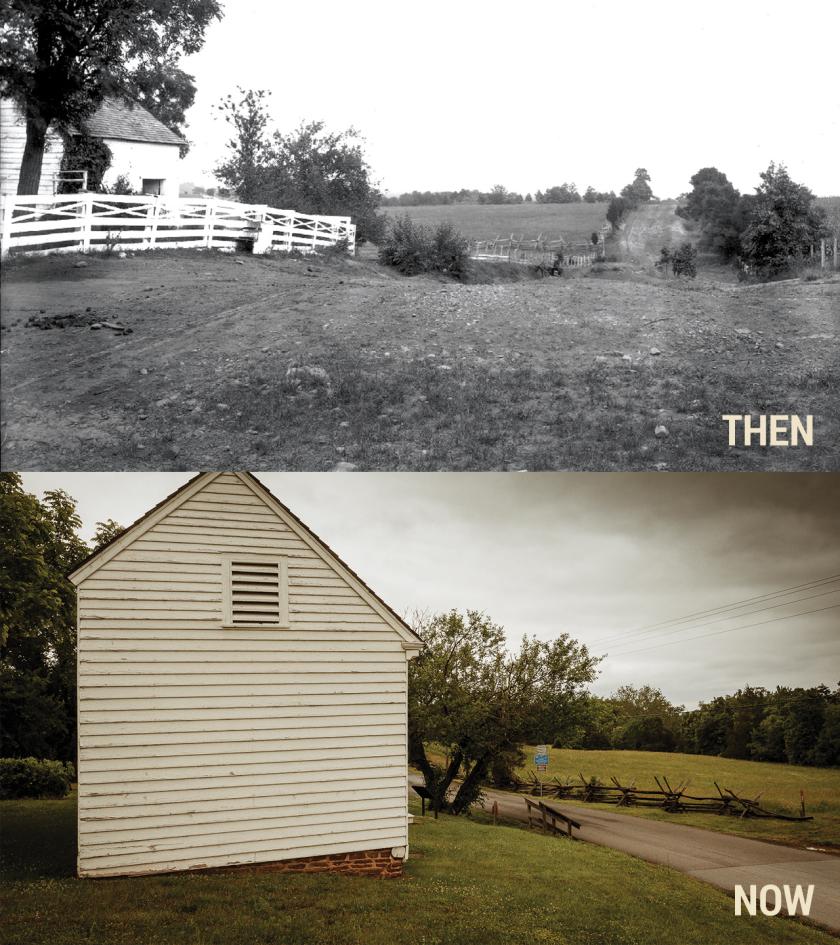 Photographs comparing Groveton, Looking North from the Warrenton Turnpike, by Albert Kern, 1908 and today