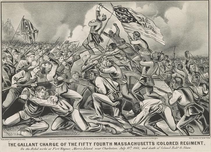 The gallant charge of the fifty fourth Massachusetts (colored) regiment: on the rebel works at Fort Wagner, Morris Island, near Charleston, July 18th 1863, and death of Colonel Robt. G. Shaw