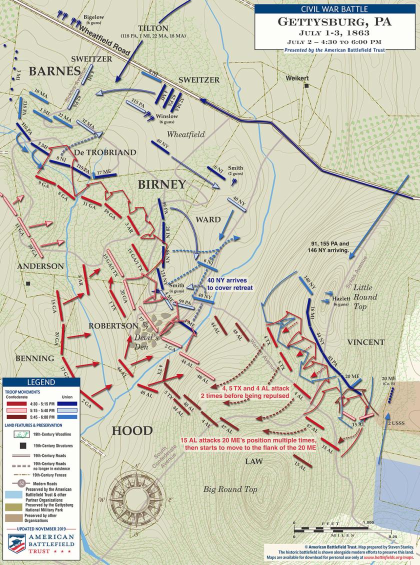 Gettysburg Battle Map | Devil's Den | July 2, 1863