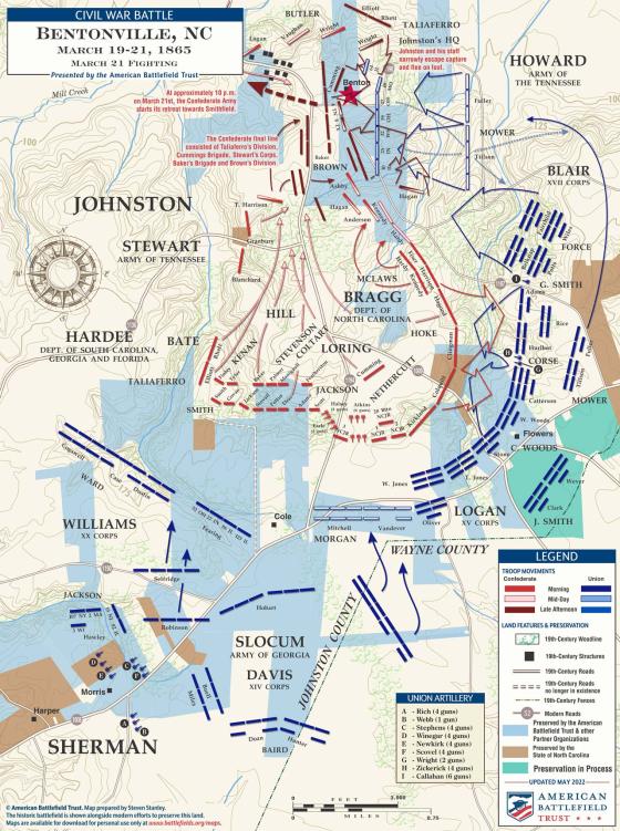 Bentonville | Mar 21, 1865 | Day Three Battle Map