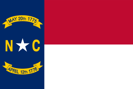Flag of North Carolina with Mecklenburg Declaration date.