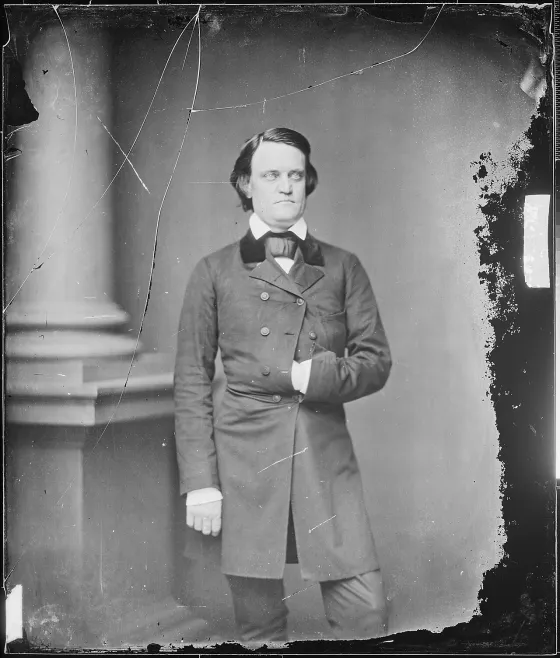 Black-and-white portrait of John C. Breckinridge, shown in Confederate military uniform during the Civil War era.