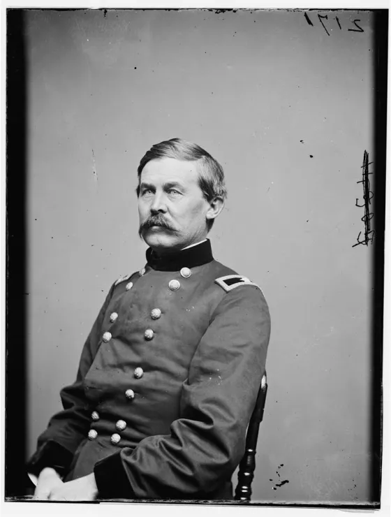Portrait of Union Brig. Gen. John Buford in military uniform during the Civil War.