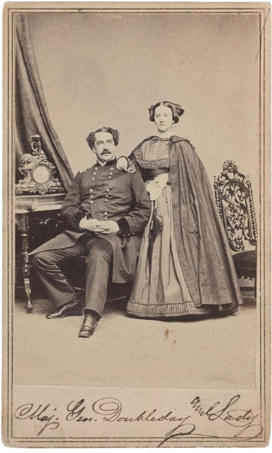 Major General Abner Doubleday of General Staff U.S. Volunteers Infantry Regiment, in uniform with his wife, Mary Hewitt Doubleday