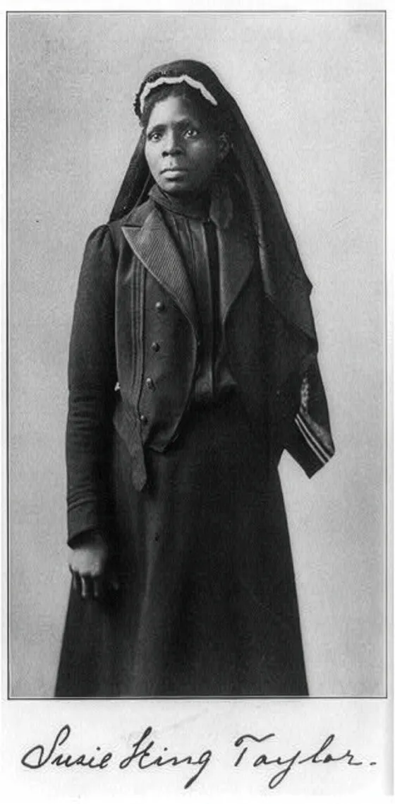A black and white photograph of Susie King Taylor