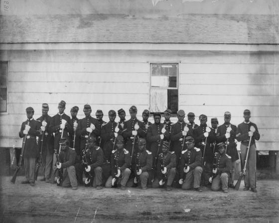 Photograph of a band of colored troops 
