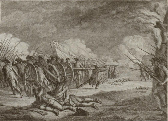 This is a sketched nineteenth-century depiction of the Battle of Lexington on April 19, 1775.