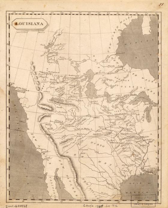 Map detailing the land acquired from the Louisiana Purchase