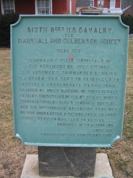 Sixth Regiment U.S. Cavalry Hospital Tablet Gettysburg