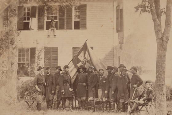 This is a photograph of General Gouverneur K. Warren and other Fifth Corps officers.