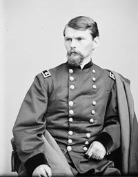This is a black ad white photograph of Colonel Emory Upton. 