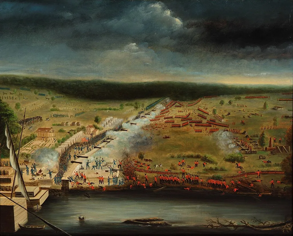 "The Battle of New Orleans" as painted by Jean Hyacinthe de Laclotte.