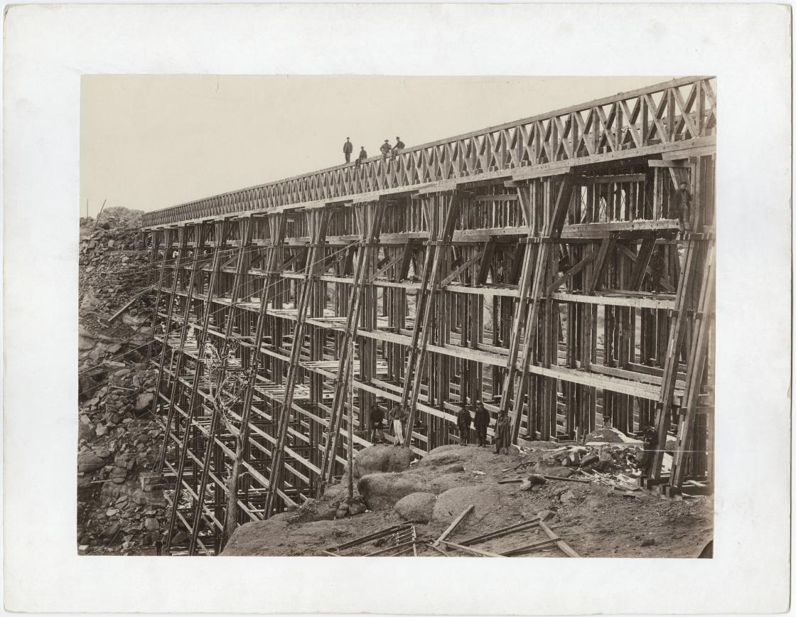 Image of Trestle Bridge from the Union Pacific Railroad Company in Wyoming 1864-1869