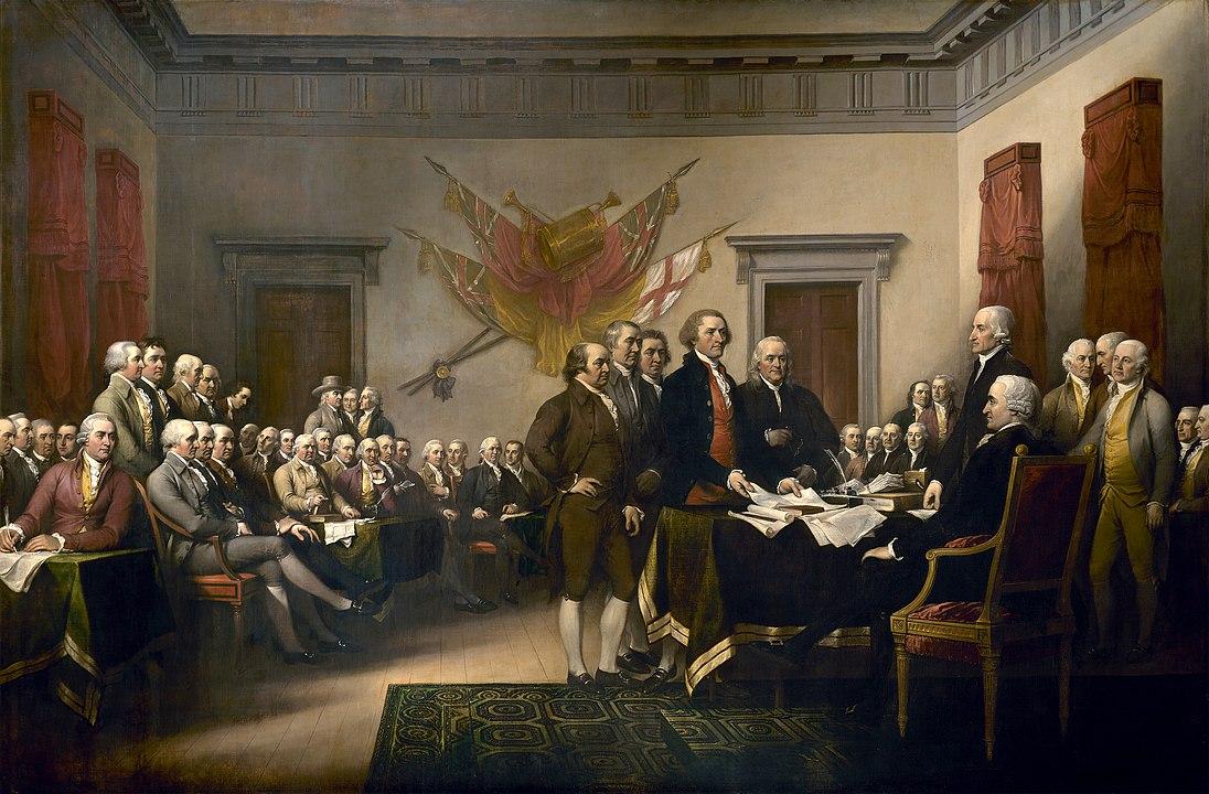 Painting depicting presentation of the Declaration of Independence to Congress