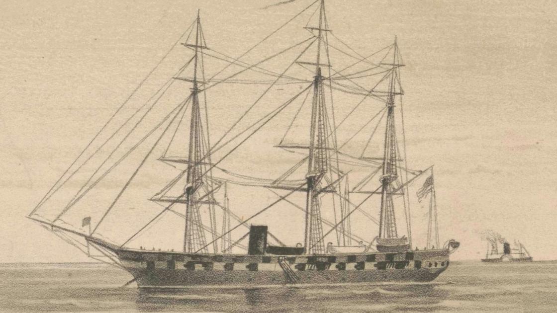 USS Minnesota at Hampton Roads in 1862