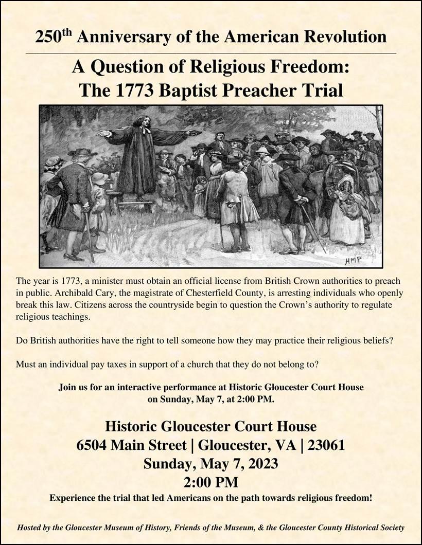 Poster for "A Question of Religious Freedom" event