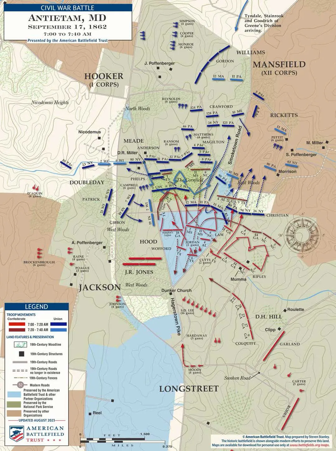 Antietam Battle Map Antietam Cornfield Fight 700 To 740 Am Sept 17 1862 (August 2023) .webp