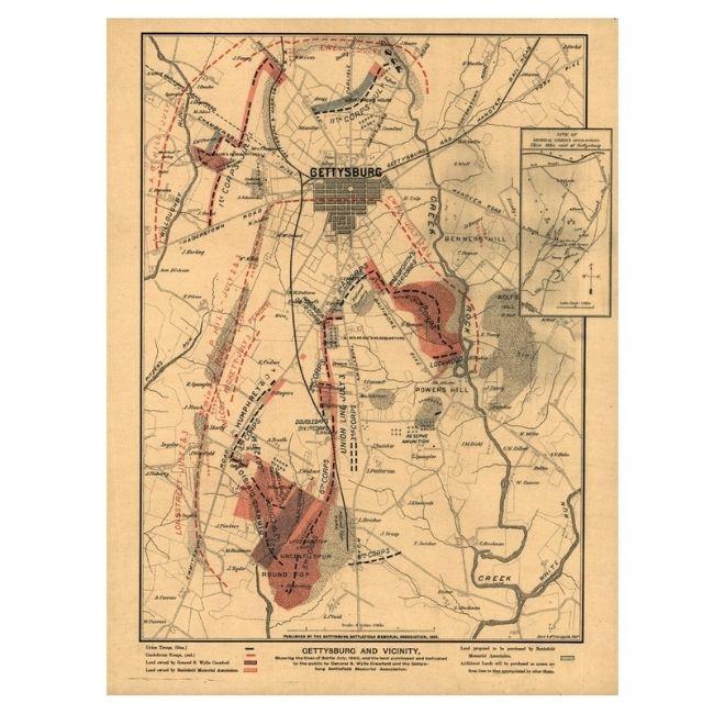 "Map of Gettysburg and Vicinity" Print