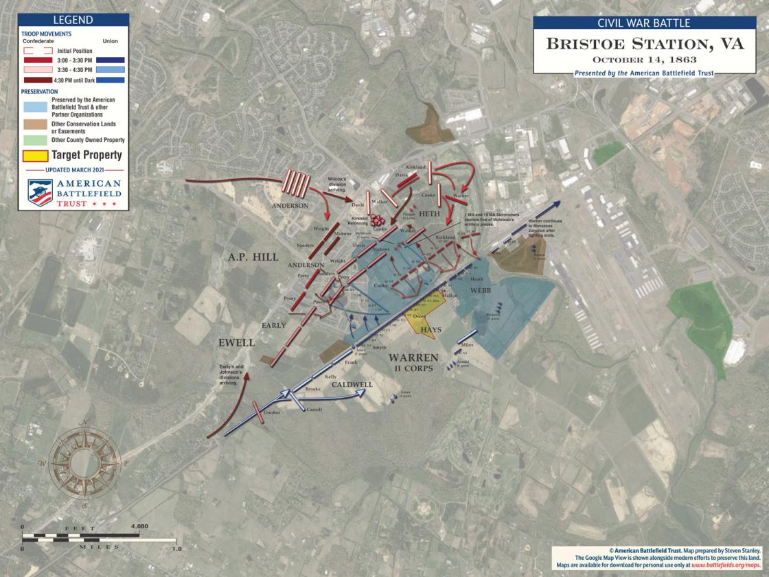 Bristoe Station - October 14, 1863 - Satellite View Battle Map