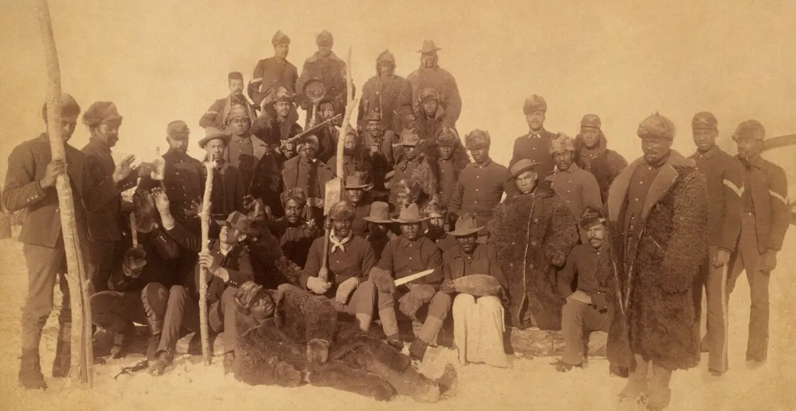 Buffalo soldiers of the 25th Infantry at Ft. Keogh, Montana ca. 1890