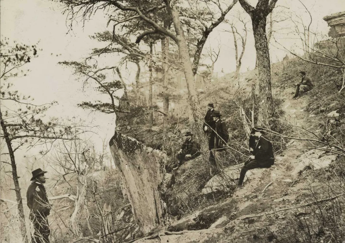 General Ulysses S. Grant and five other men on Lookout Mountain, Tennessee