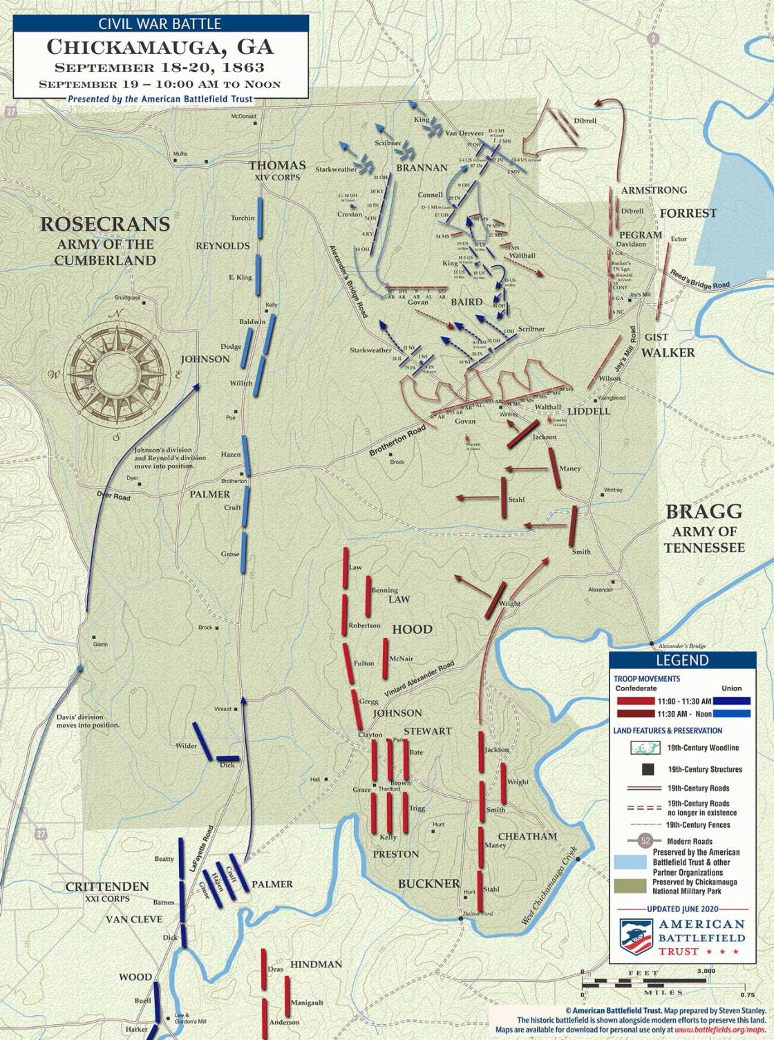 Chickamauga | Sept 19, 1863 | 11 am - Noon Battle Map