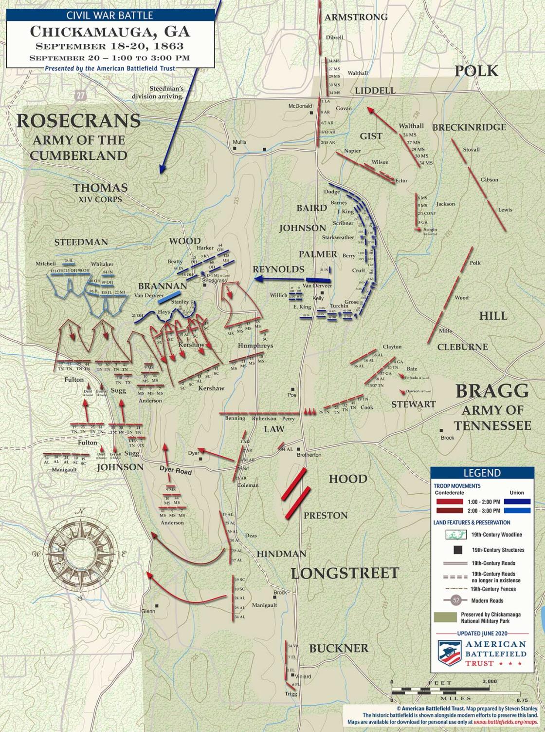 Chickamauga | Sept 20, 1863 | 1 - 3 pm Battle Map