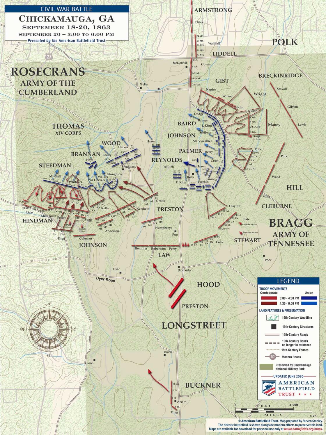 Chickamauga | Sept 20, 1863 | 3 - 6:30 pm Battle Map
