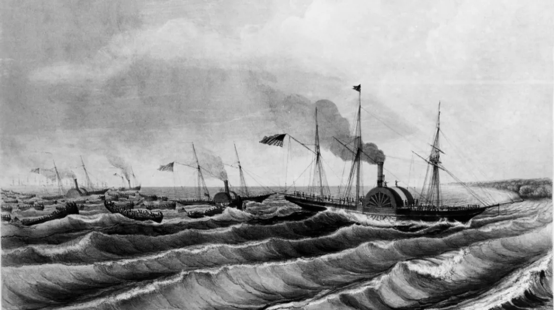 Commodore Matthew C. Perry’s flotilla near coastline of Tabasco