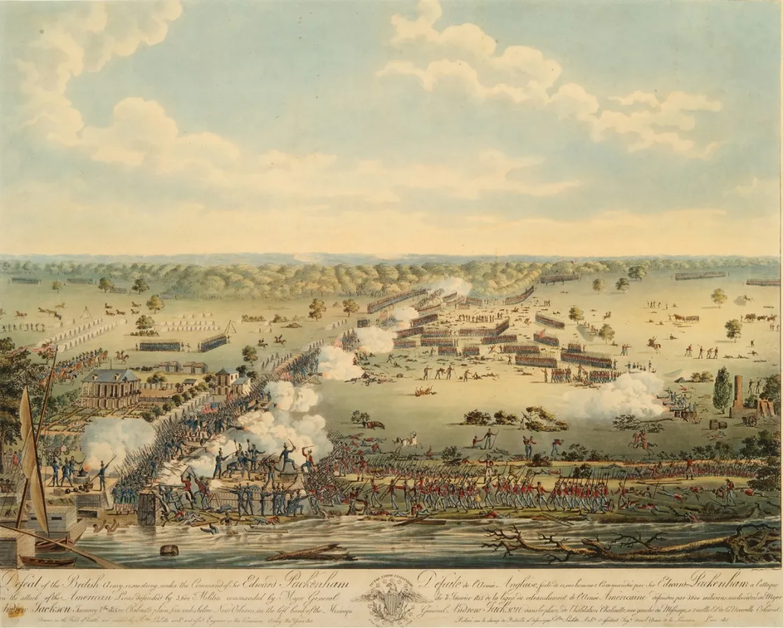 Engraving of the Battle of Pensacola during the War of 1812. 