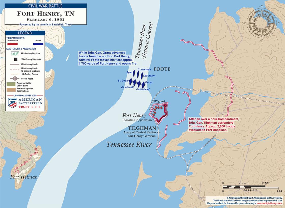 Fort Henry - February 6, 1862 Battle Map