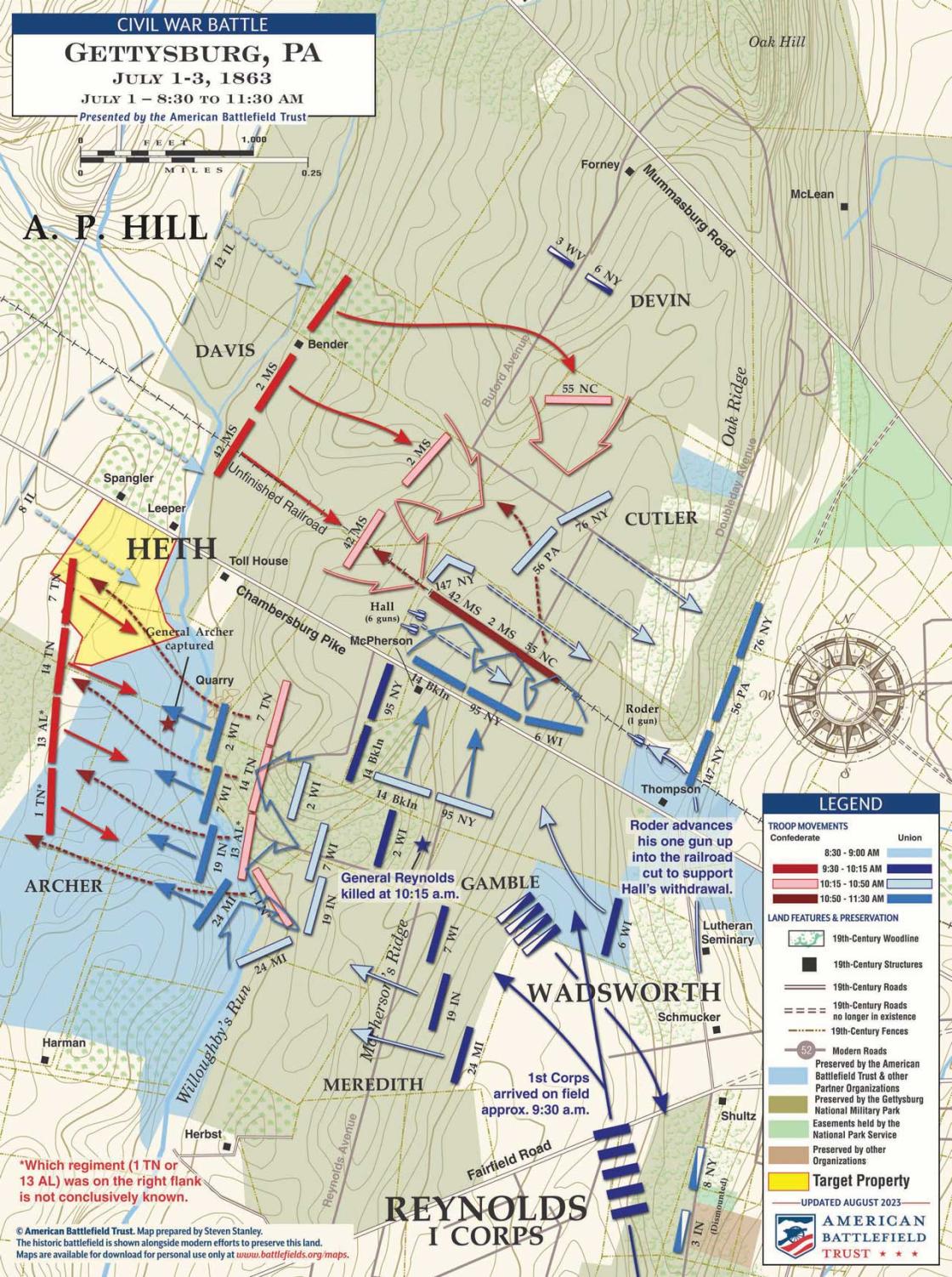 Gettysburg | McPherson’s, Oak and Seminary Ridges | July 1, 1863 | 8:30 to 1130 am