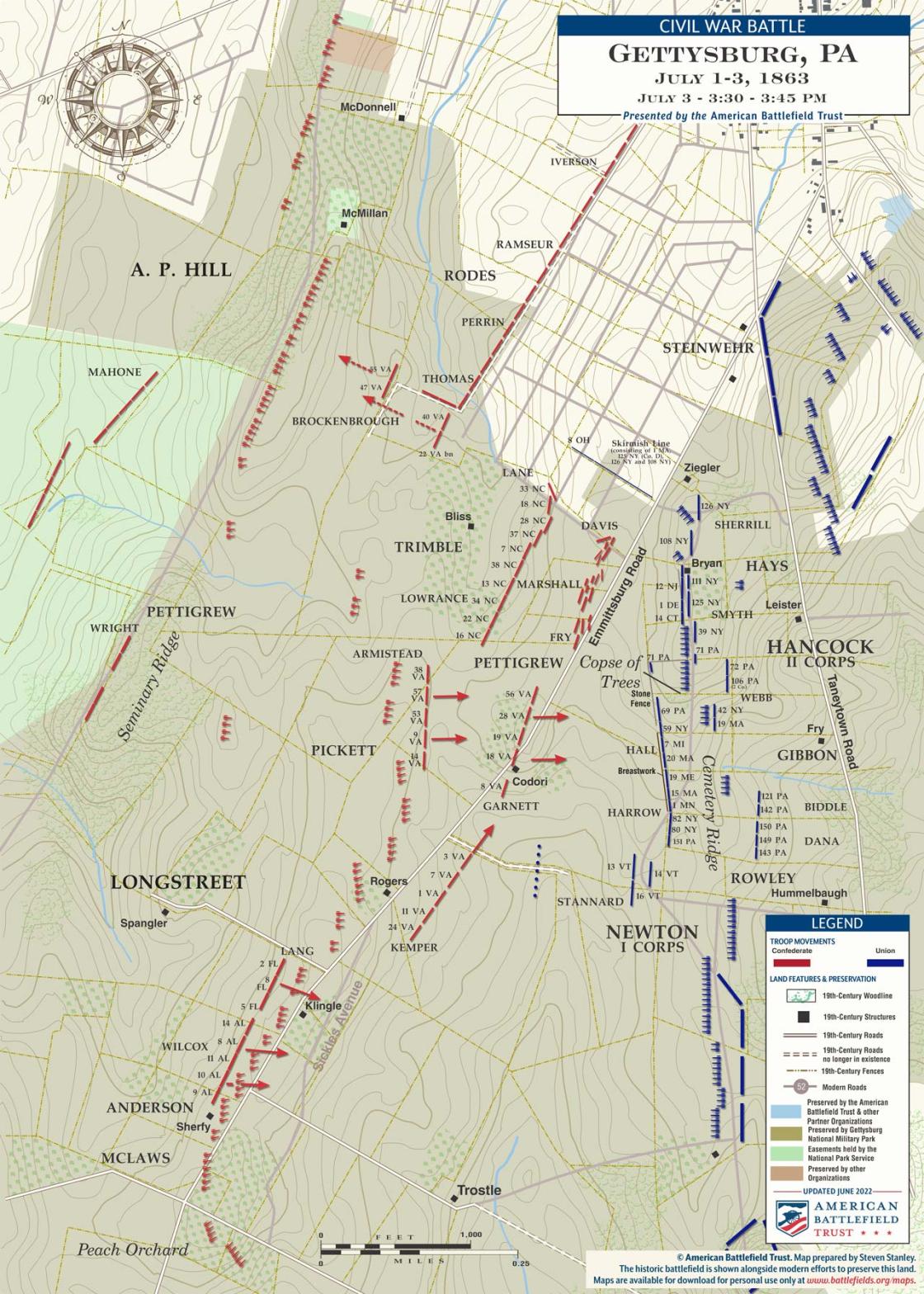Gettysburg | Pickett's Charge | July 3, 1863 | 3:30-3:45 pm (June 2022)