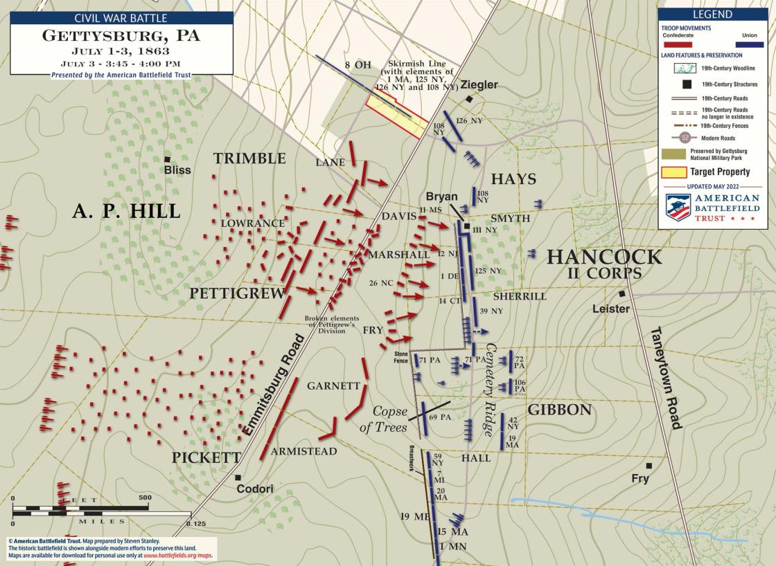 Gettysburg | Pickett's Charge | July 3, 1863 | 3:45 - 4:00 pm (May 2022)