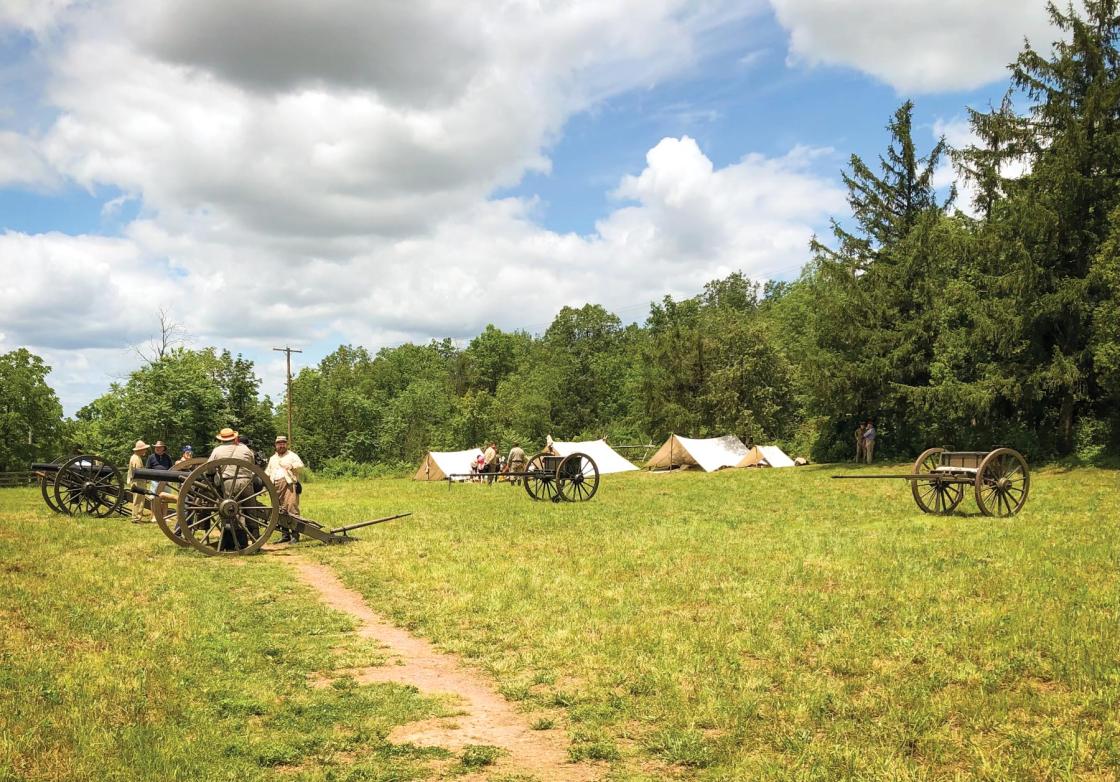 A color photograph of reenactors at Gettysburg