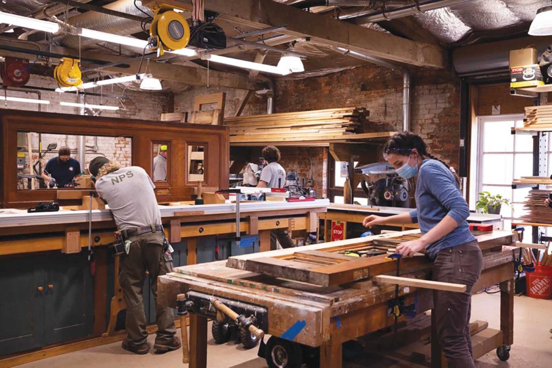 Individuals train in a workshop