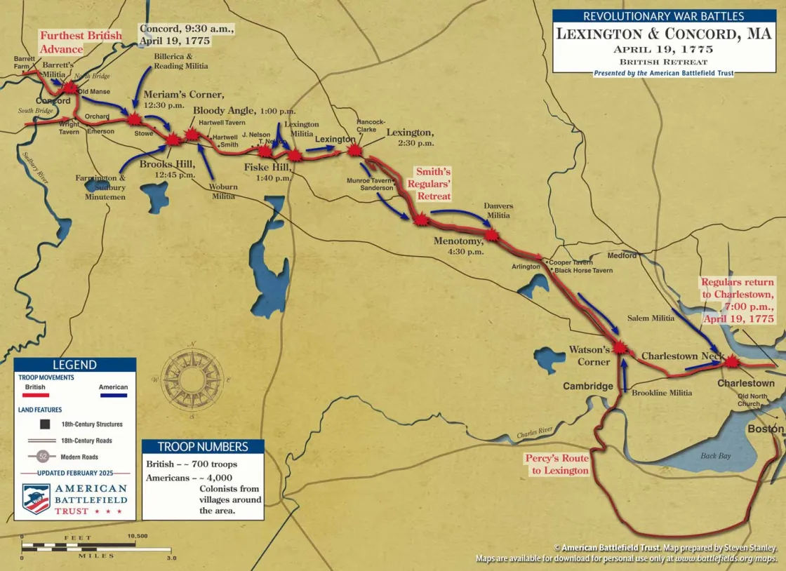 Lexington & Concord | Apr 18-19, 1775 | British Retreat