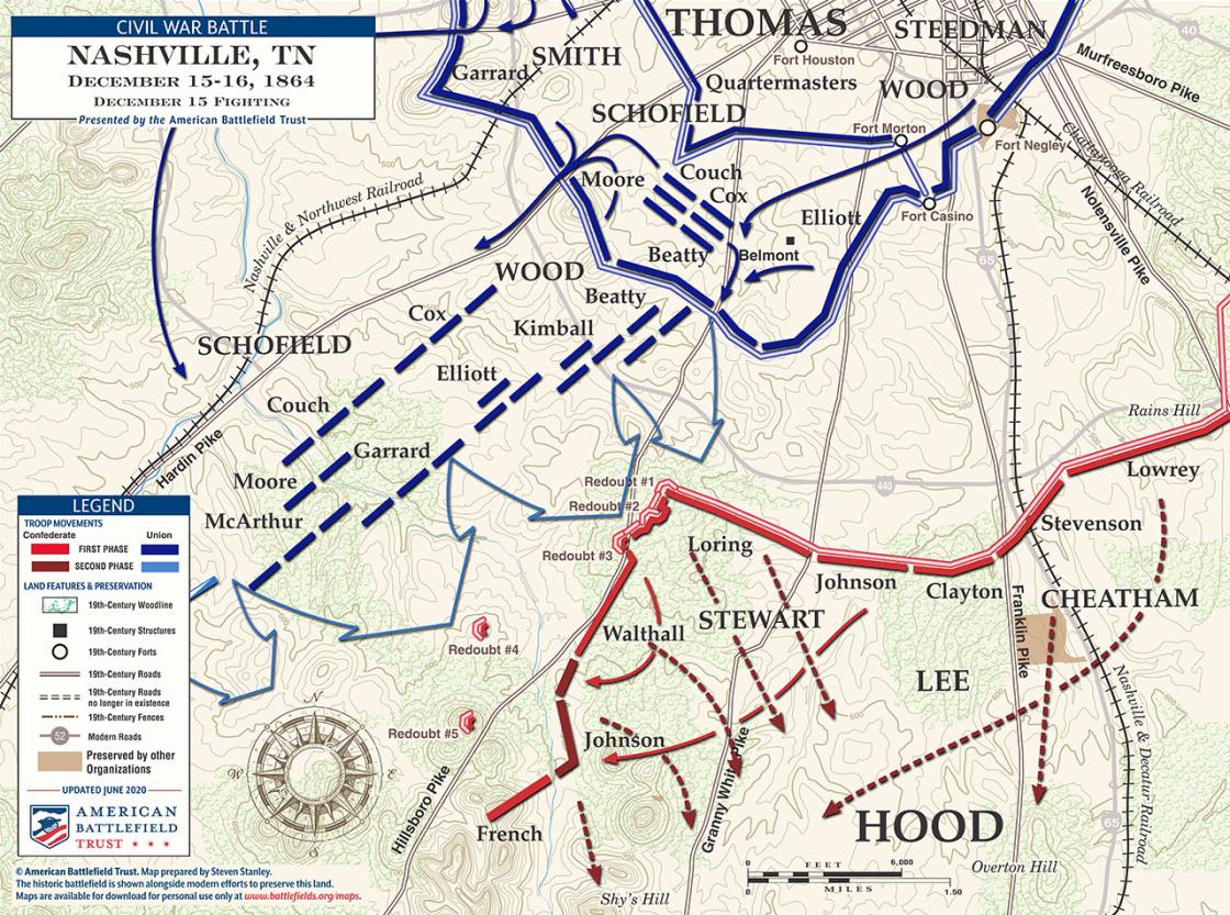 Nashville - December 15, 1864 Battle Map