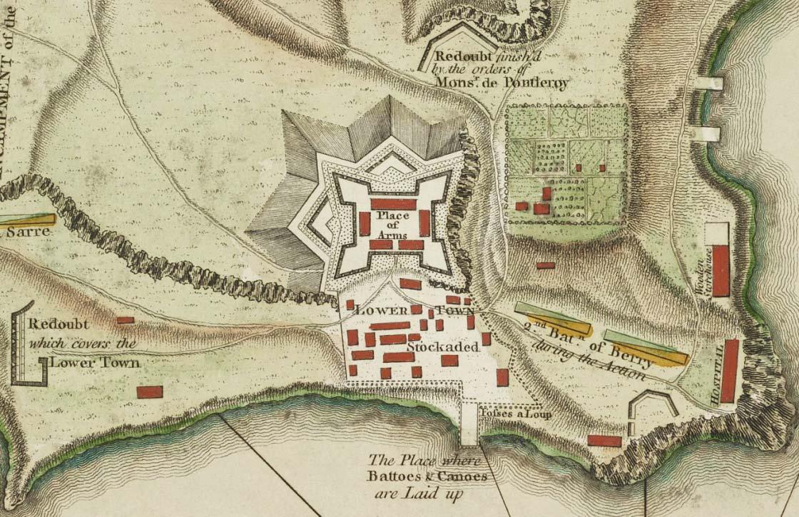 This is a detail from the source map showing the the layout of Fort Ticonderoga (then known as Fort Carillon) in 1758.