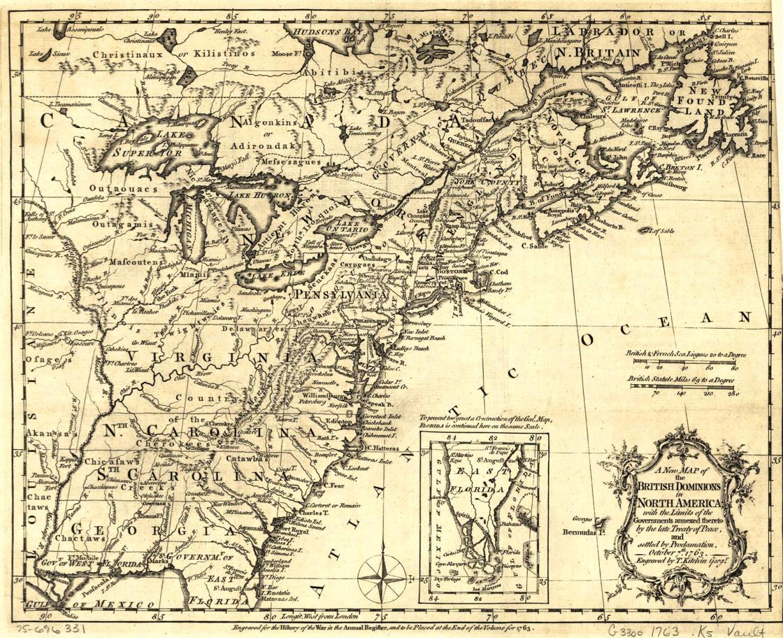 A 1763 map of British Dominions in North America