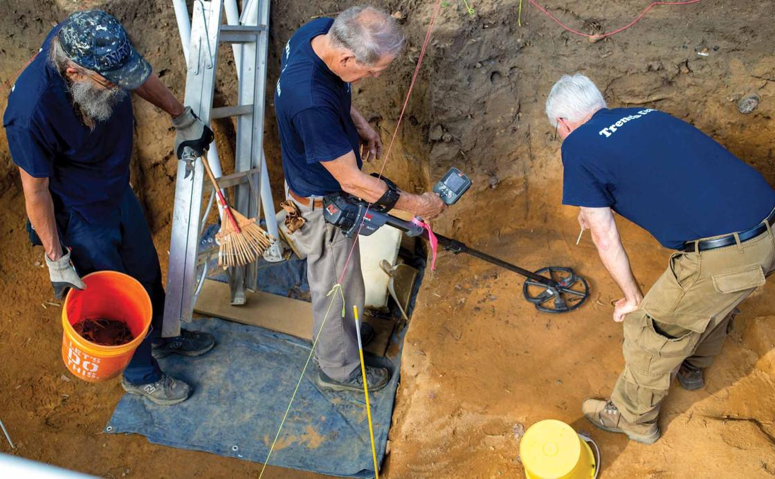 While most of the work in the trench required careful manual labor with hand tools, the team also used a metal detector and ground penetrating radar at key points in the Red Bank Battlefield Archaeology Project