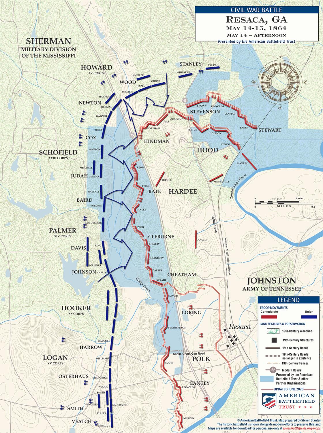 Resaca - May 14, 1864 - Afternoon Battle Map