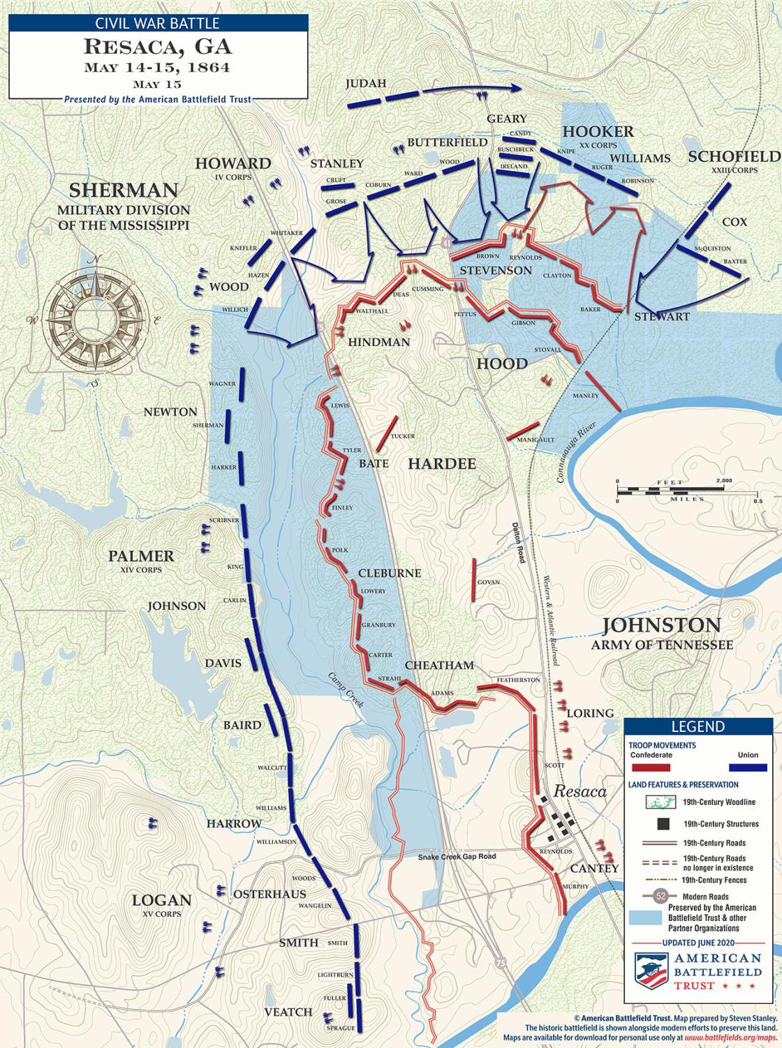 Resaca - May 15, 1864 Battle Map