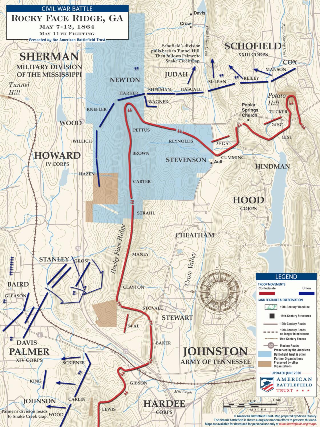 Battle of Rocky Face Ridge - May 11, 1864 Battle Map